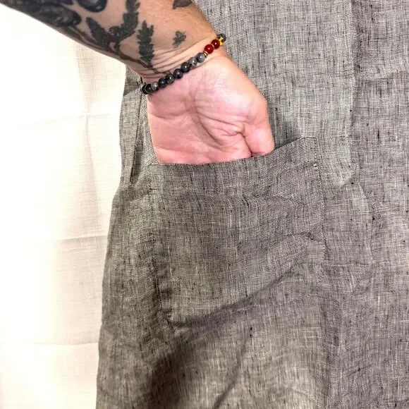 FLAX 100% Linen Dress Women's S Sleeveless Tank Lagenlook Hippie Artsy Summer - Picture 3 of 13